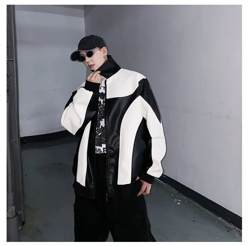 Unisex Hip Hop Faux Leather Jacket, Motorcycle Biker Bomber Coat