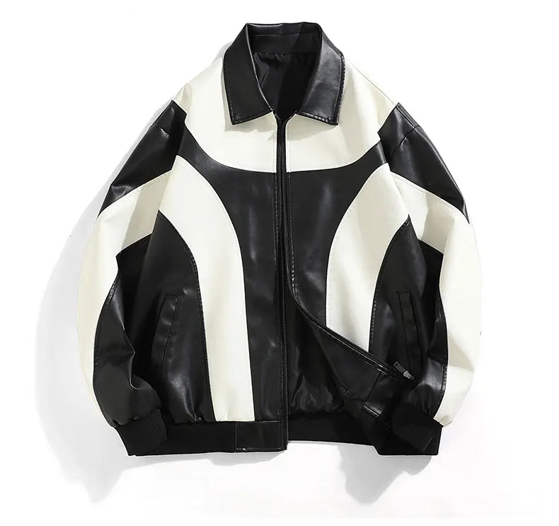 Unisex Hip Hop Faux Leather Jacket, Motorcycle Biker Bomber Coat