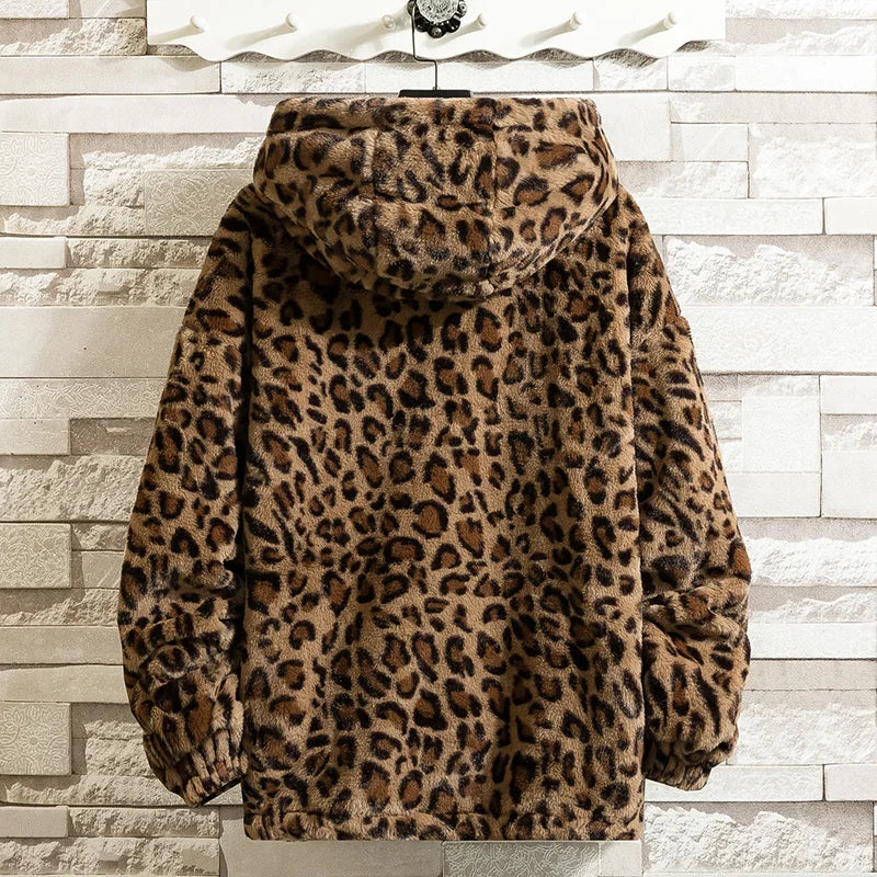 Leopard Print Jacket Loose and Comfortable Cotton-padded Jacket Fashion Men's and Women's Autumn Warm Jacket