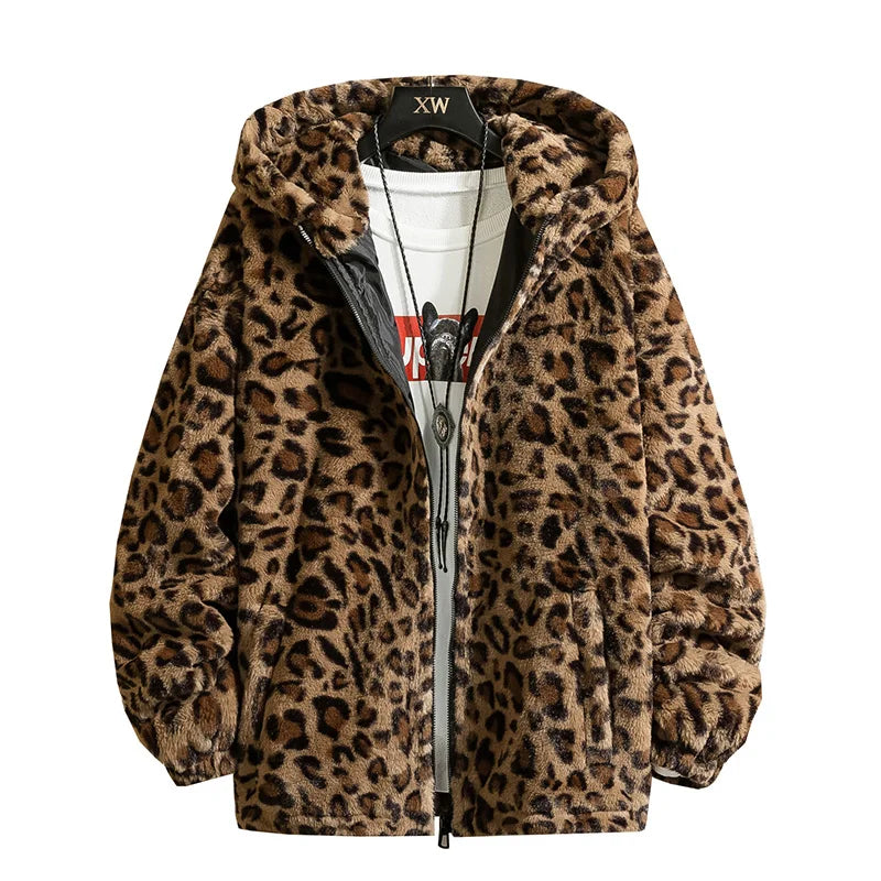 Leopard Print Jacket Loose and Comfortable Cotton-padded Jacket Fashion Men's and Women's Autumn Warm Jacket