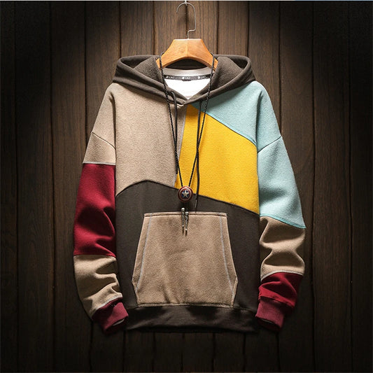 Loose Warm Multicolor Hooded Sweatshirt