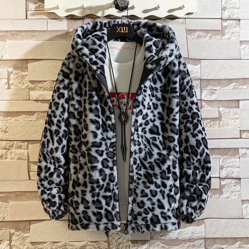 Leopard Print Jacket Loose and Comfortable Cotton-padded Jacket Fashion Men's and Women's Autumn Warm Jacket