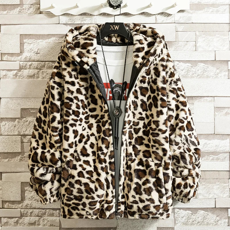 Leopard Print Jacket Loose and Comfortable Cotton-padded Jacket Fashion Men's and Women's Autumn Warm Jacket