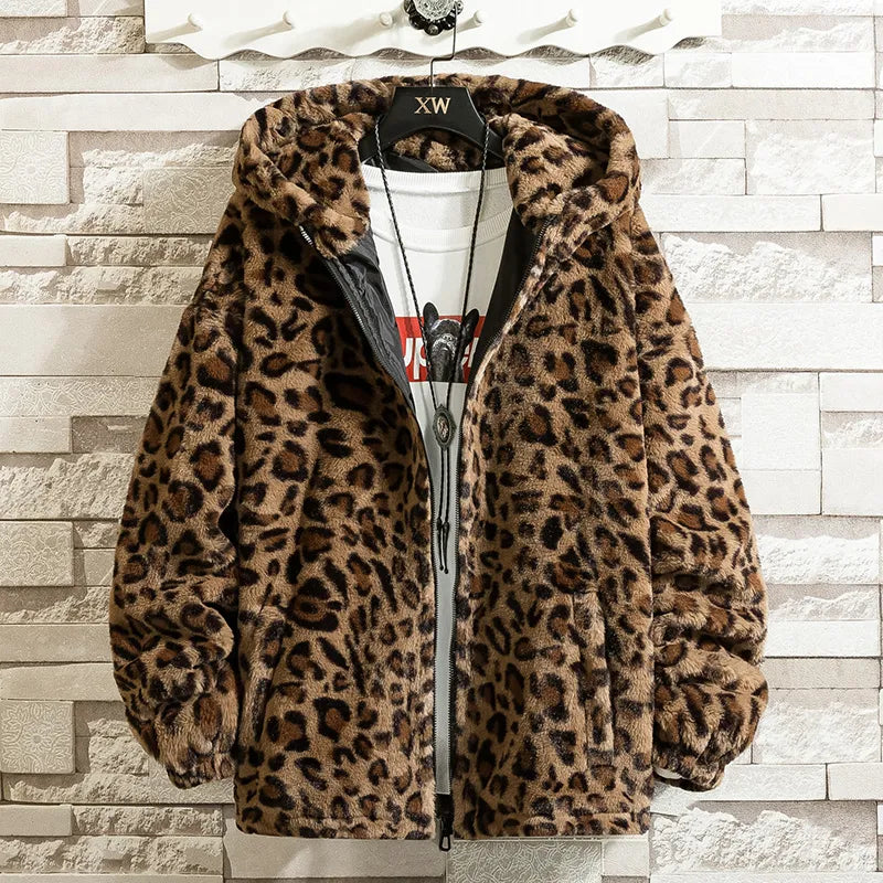 Leopard Print Jacket Loose and Comfortable Cotton-padded Jacket Fashion Men's and Women's Autumn Warm Jacket