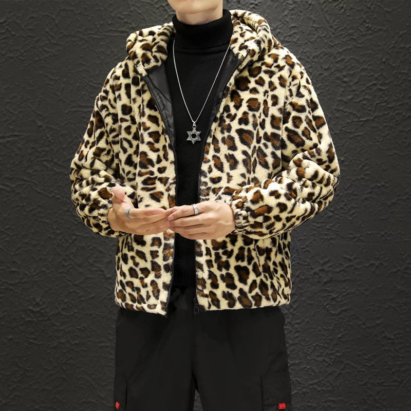 Leopard Print Jacket Loose and Comfortable Cotton-padded Jacket Fashion Men's and Women's Autumn Warm Jacket