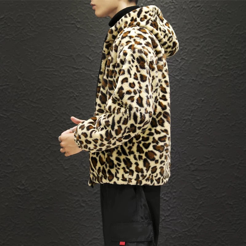 Leopard Print Jacket Loose and Comfortable Cotton-padded Jacket Fashion Men's and Women's Autumn Warm Jacket