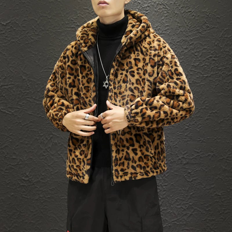 Leopard Print Jacket Loose and Comfortable Cotton-padded Jacket Fashion Men's and Women's Autumn Warm Jacket