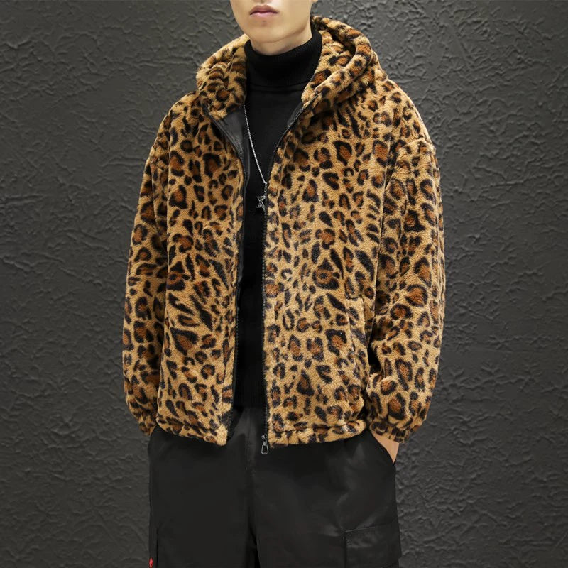 Leopard Print Jacket Loose and Comfortable Cotton-padded Jacket Fashion Men's and Women's Autumn Warm Jacket