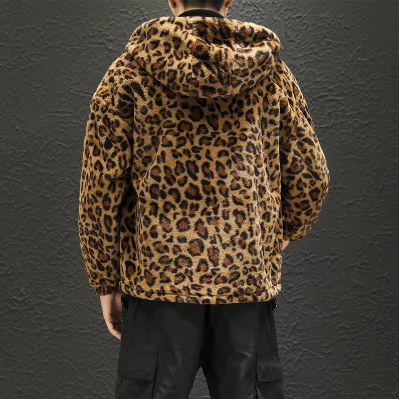 Leopard Print Jacket Loose and Comfortable Cotton-padded Jacket Fashion Men's and Women's Autumn Warm Jacket