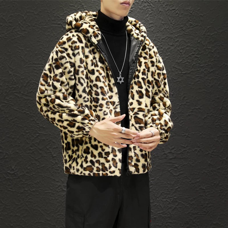 Leopard Print Jacket Loose and Comfortable Cotton-padded Jacket Fashion Men's and Women's Autumn Warm Jacket