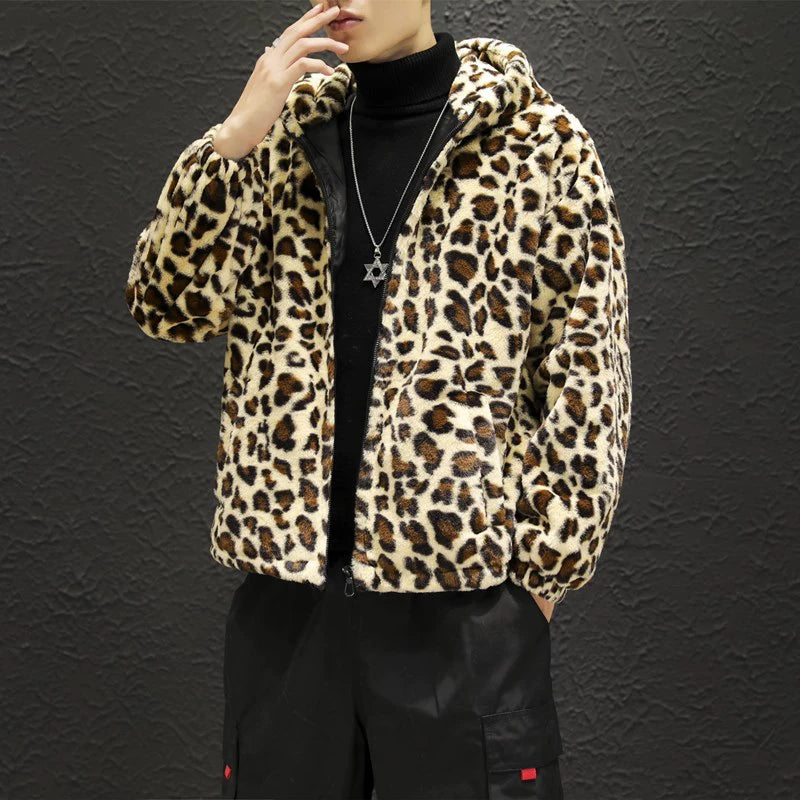 Leopard Print Jacket Loose and Comfortable Cotton-padded Jacket Fashion Men's and Women's Autumn Warm Jacket