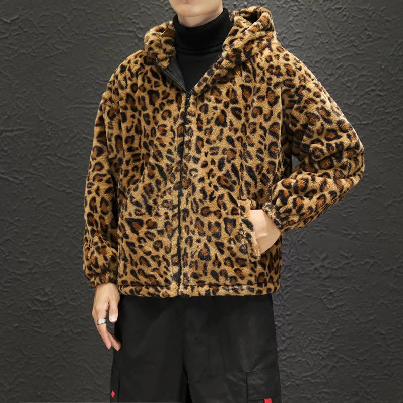 Leopard Print Jacket Loose and Comfortable Cotton-padded Jacket Fashion Men's and Women's Autumn Warm Jacket