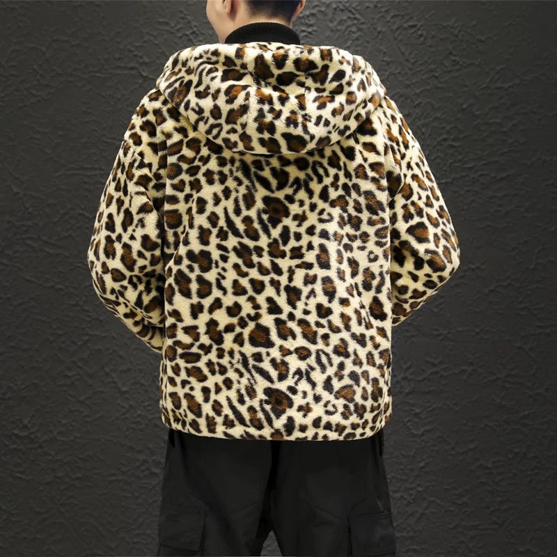 Leopard Print Jacket Loose and Comfortable Cotton-padded Jacket Fashion Men's and Women's Autumn Warm Jacket