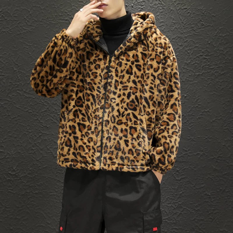 Leopard Print Jacket Loose and Comfortable Cotton-padded Jacket Fashion Men's and Women's Autumn Warm Jacket