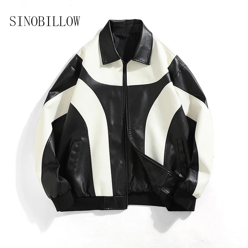 Unisex Hip Hop Faux Leather Jacket, Motorcycle Biker Bomber Coat