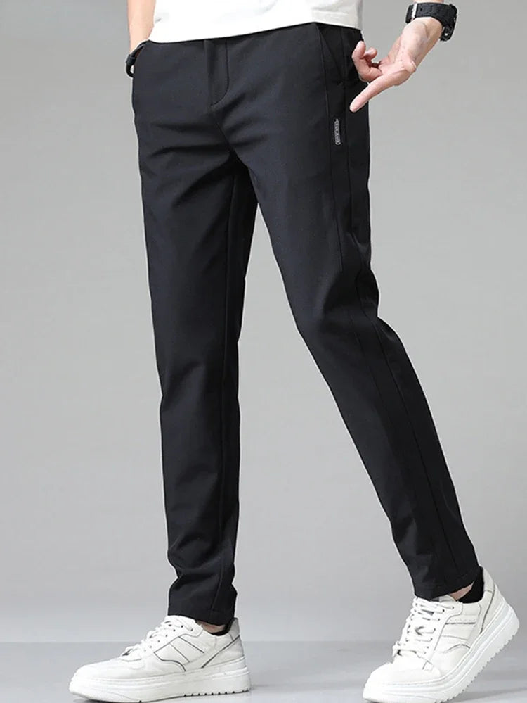 Men Silk Casual Pants Straight Loose Elastic Thin Style Quick Dry Breathable Pants