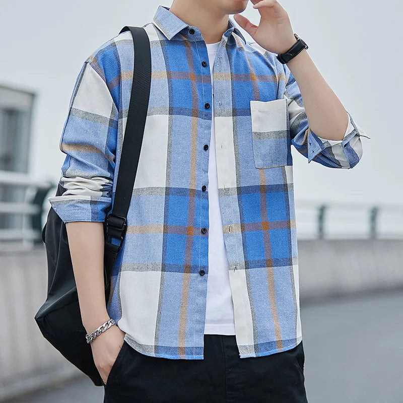 Plaid Casual Men's Long Sleeve Shirts