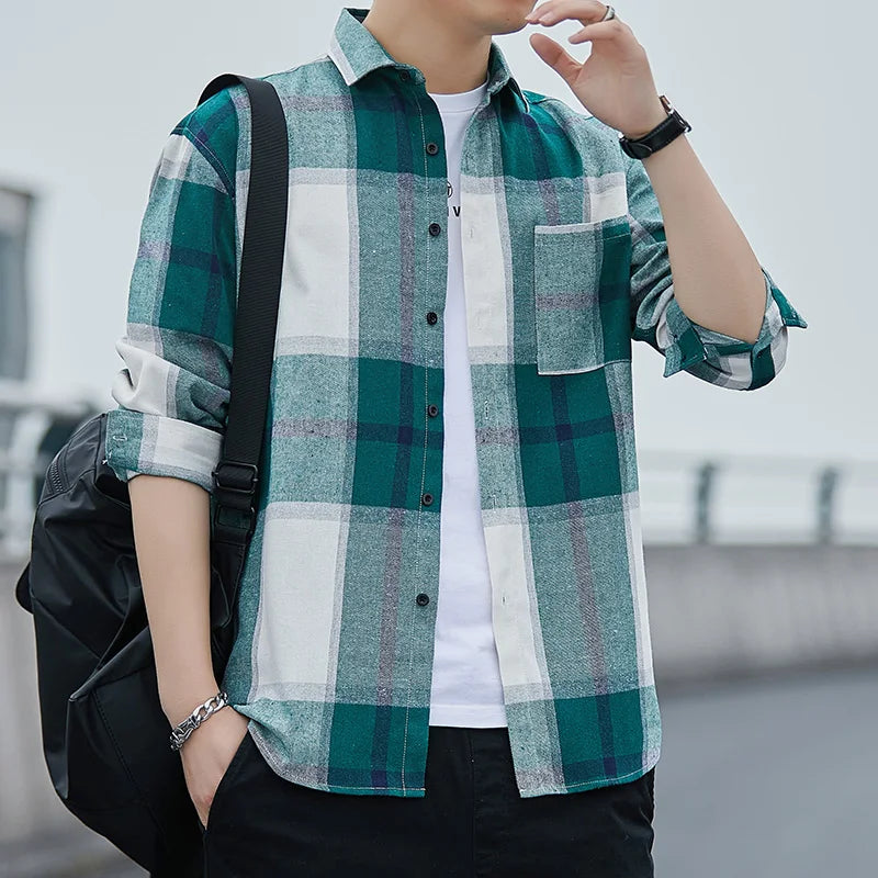 Plaid Casual Men's Long Sleeve Shirts