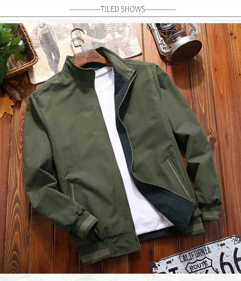 Mens Double Sided Wear Stand Collar Casual Jacket