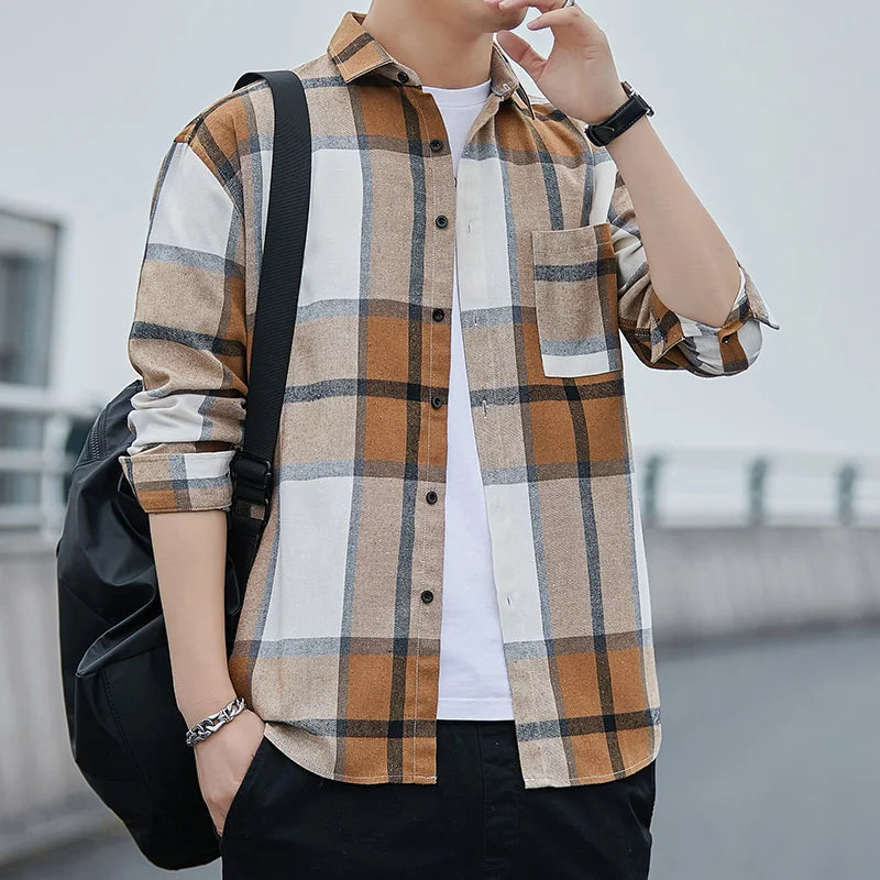 Plaid Casual Men's Long Sleeve Shirts