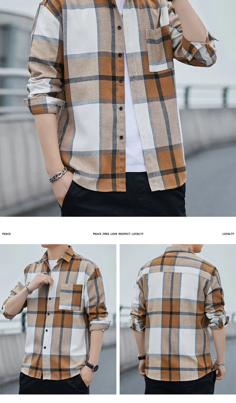 Plaid Casual Men's Long Sleeve Shirts