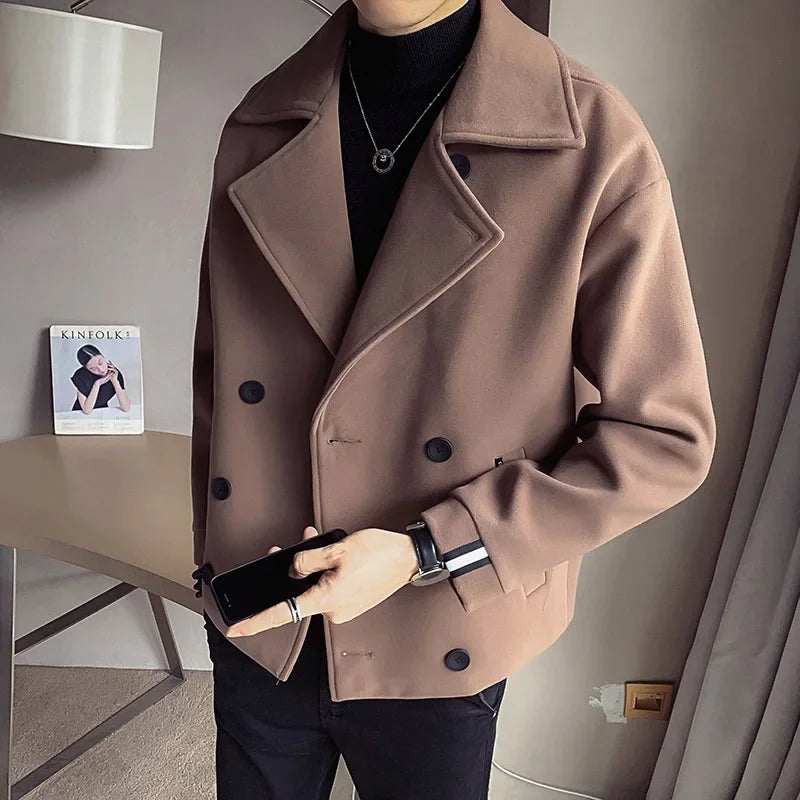 Men's Trench Coat Jacket Casual Warm Wool Coat Autumn And Winter