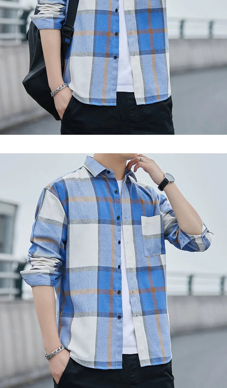 Plaid Casual Men's Long Sleeve Shirts