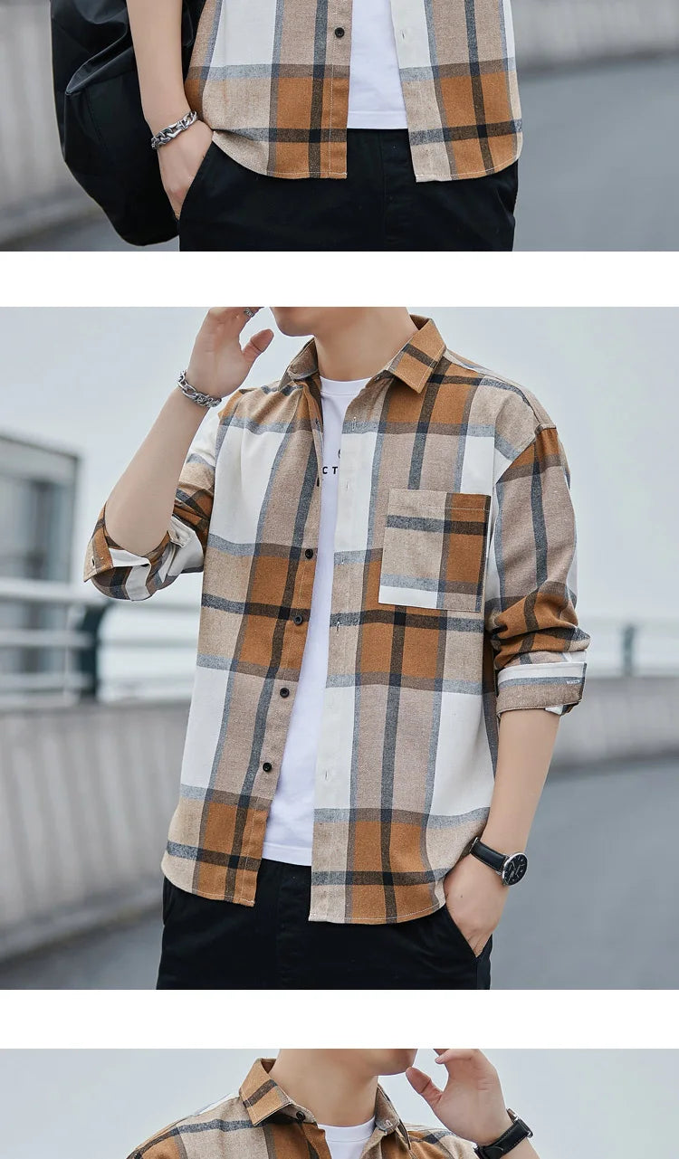 Plaid Casual Men's Long Sleeve Shirts