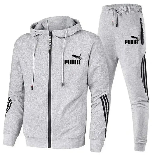 Tracksuit  Autumn New Zipper Cardigan Jacket+Sweatpants Stripe Running Fitness Basketball Jogging