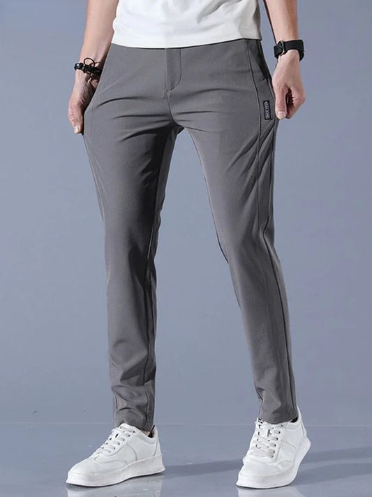 Men Silk Casual Pants Straight Loose Elastic Thin Style Quick Dry Breathable Pants